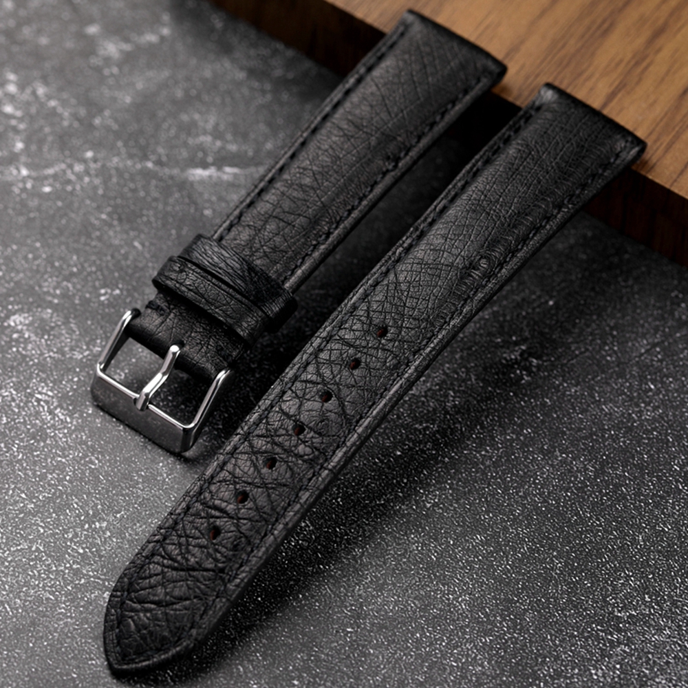 Suede Strap Watch - Handmade South African Ostrich Leather Black