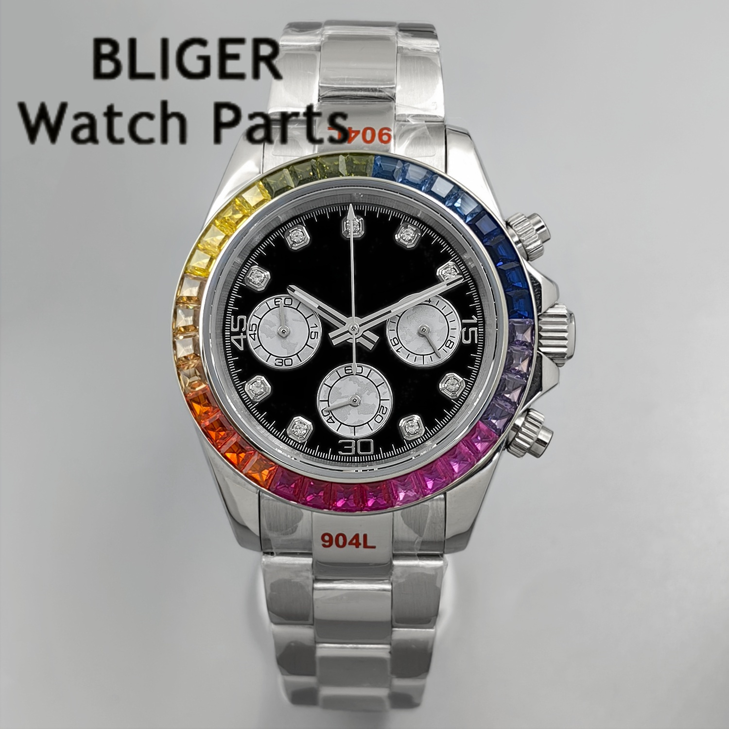 Rubber Strap Diver - BLIGER Black Panda Dial Multicolour Bezel