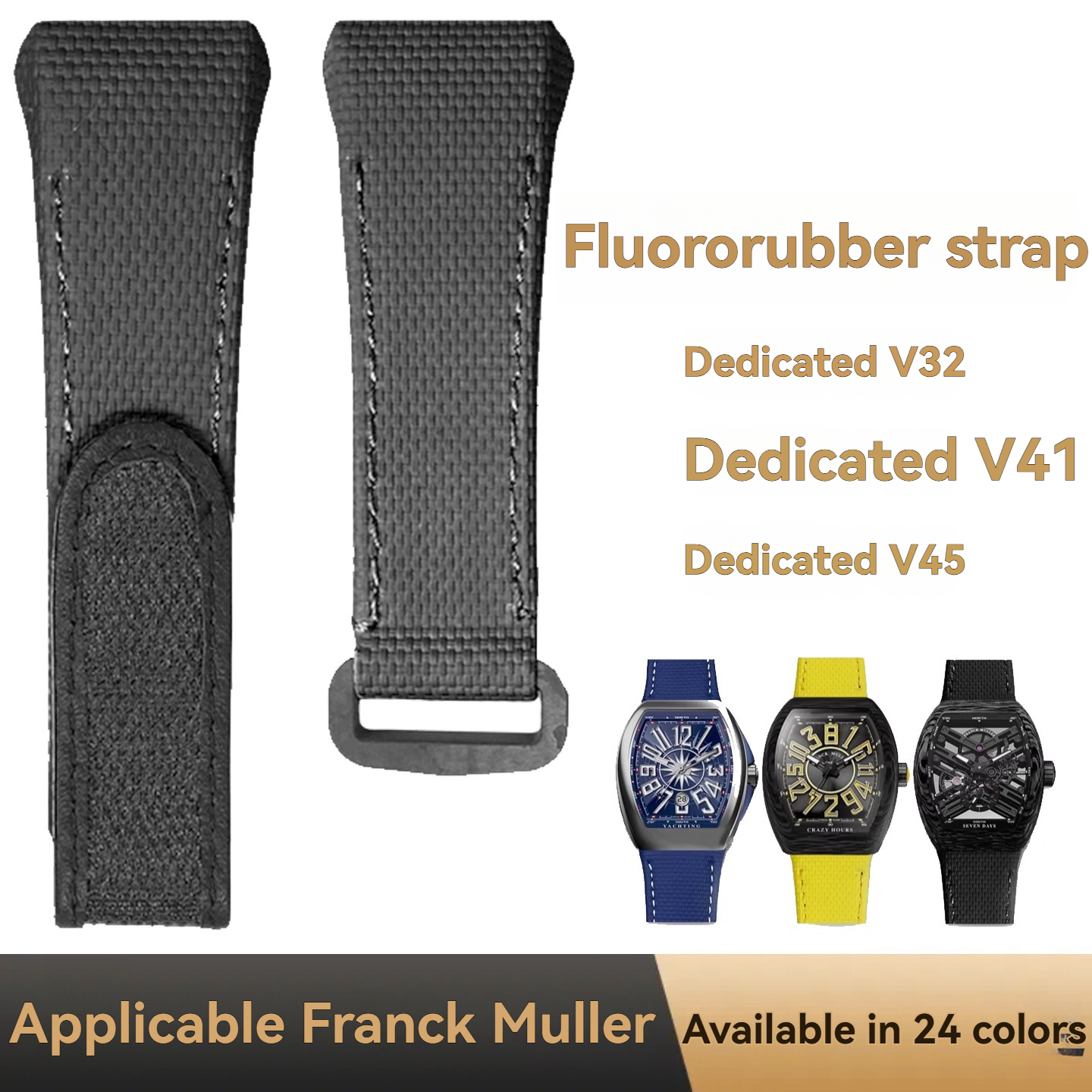 Leather Watch Band Men - For Franck Muller V45 Fluororubber Strap