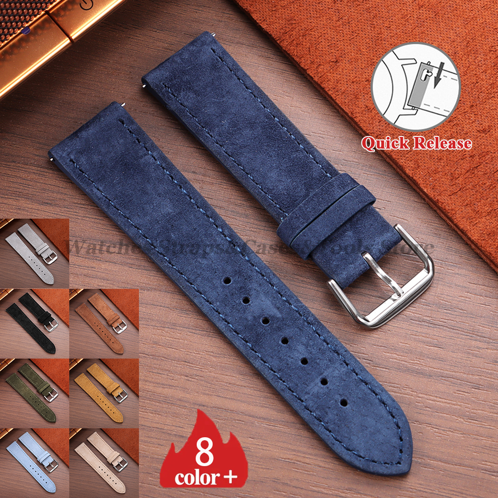Suede Strap Watch - Vintage Suede Cowhide Watch Strap Leather