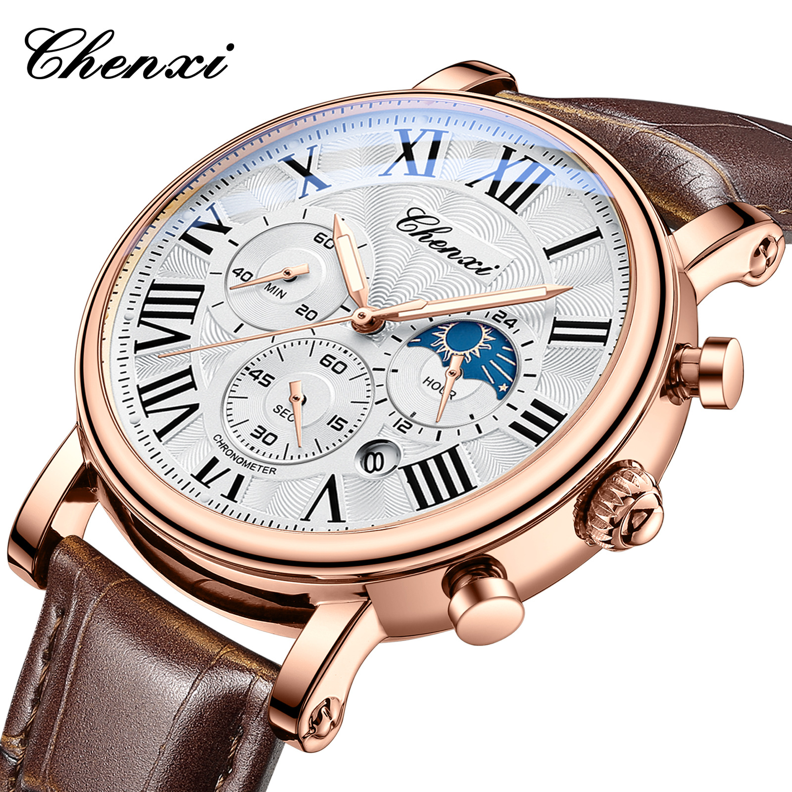 Leather Watch Band Men - CHENXI 973 Men Quartz Watch Fashion