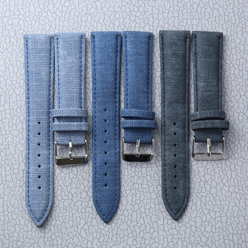 Canvas Strap Watch - Denim Leather Strap 10mm 12mm 14mm