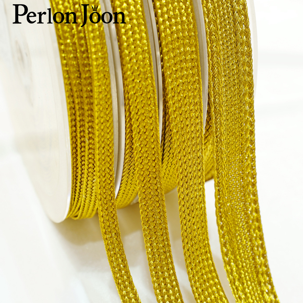 Perlon Strap Woven - 10 Yards Gold Thread Strap Webbing