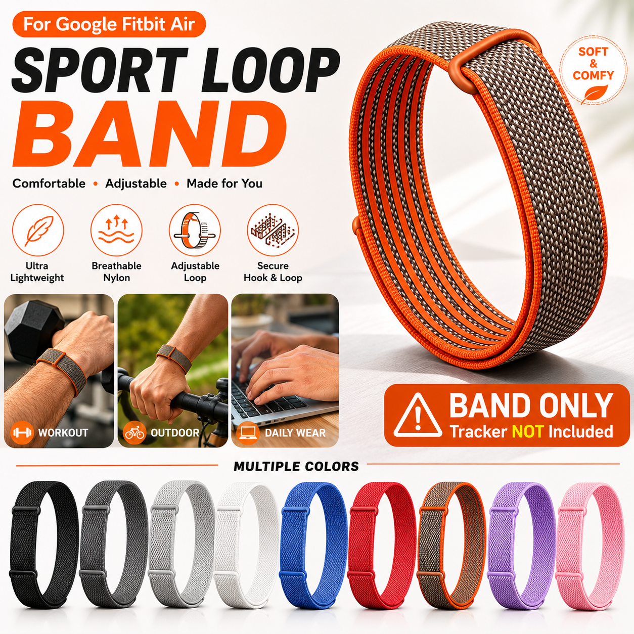 Sport Loop Velcro - Adjustable Loop Strap for Google Fitbit