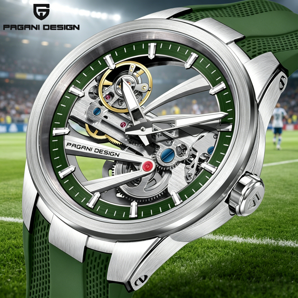 Rubber Strap Diver - Green Skeleton PAGANI DESIGN PDYS030 Mechanical