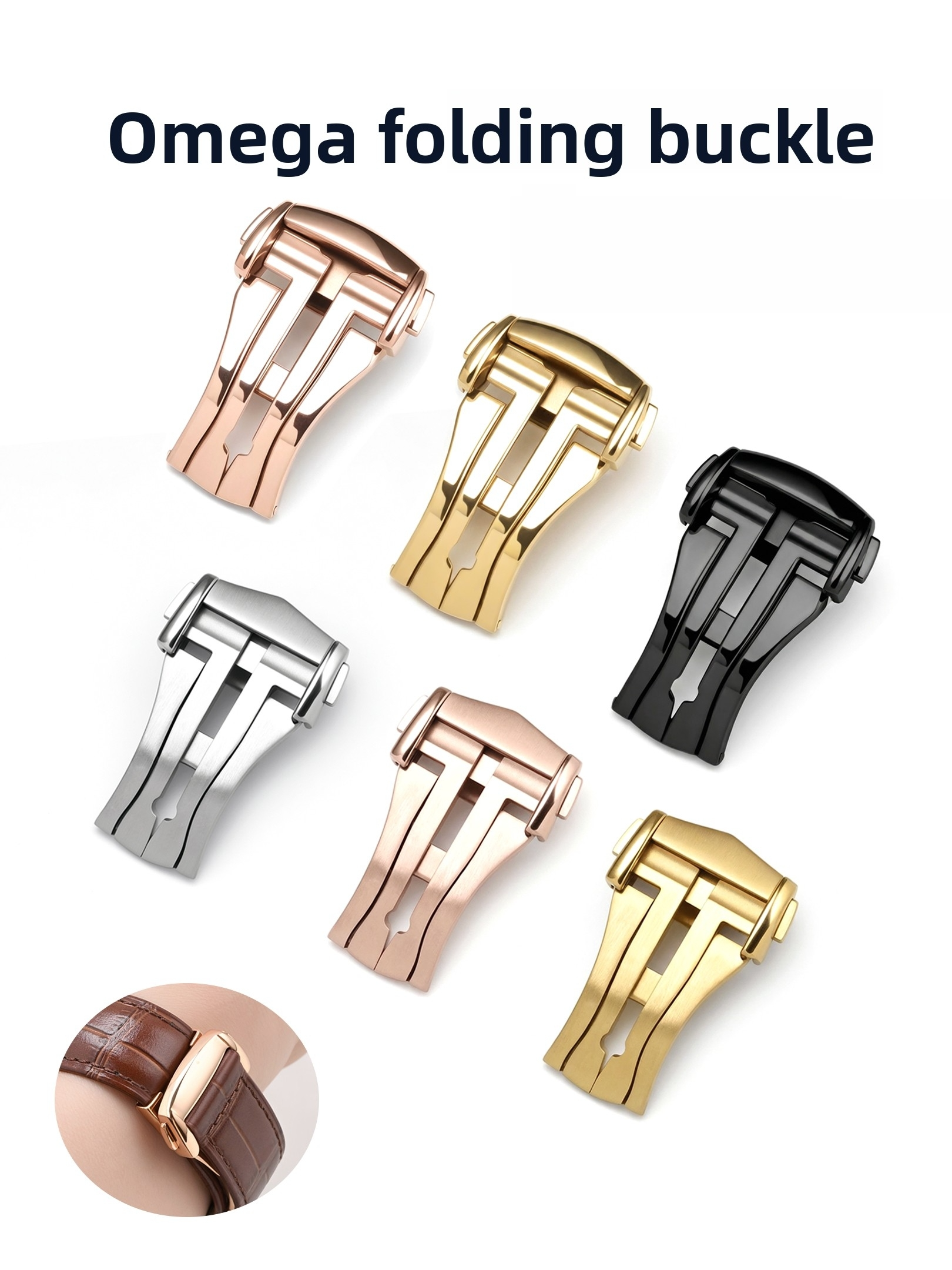 Butterfly Clasp Deployant - For Omega Deployment Clasp Leather Rubber