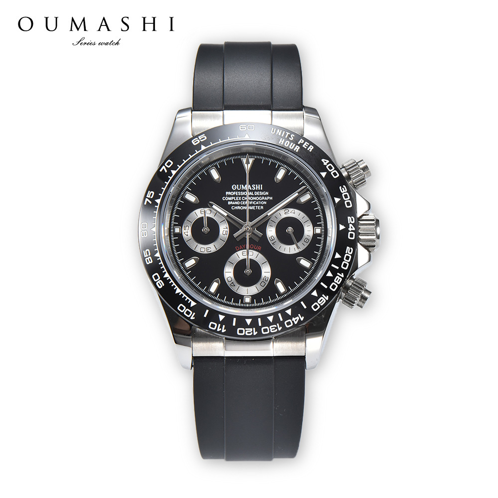 Rubber Strap Diver - men's watch stainless steel casual chronograph