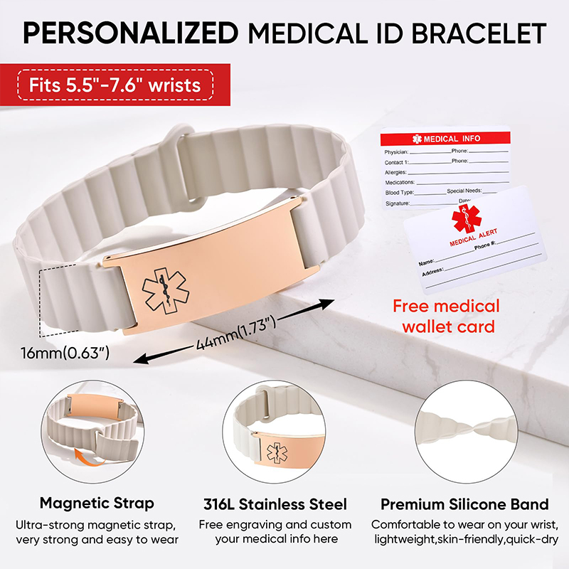 Custom Medical ID Bracelet for - Silicone Band Women review and price