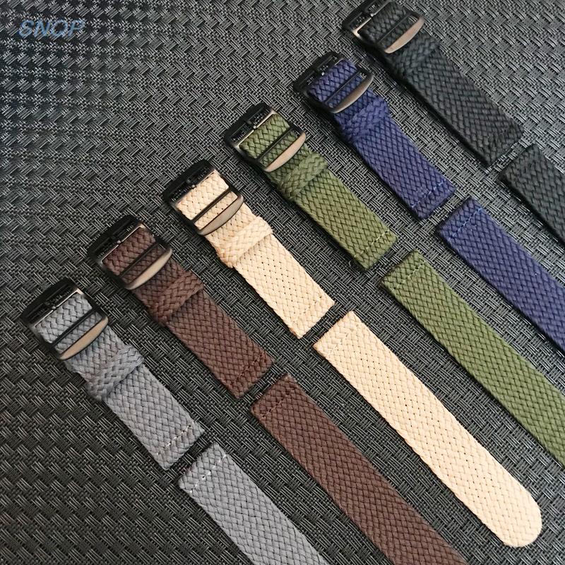 20mm 22mm Black Navy solid col - Perlon Strap Woven review and price