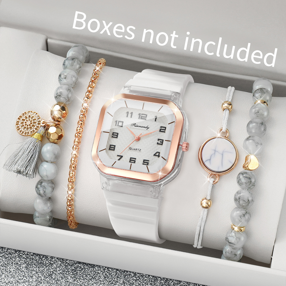 5PCS Fashion Square Dial Women - Silicone Band Women review and price