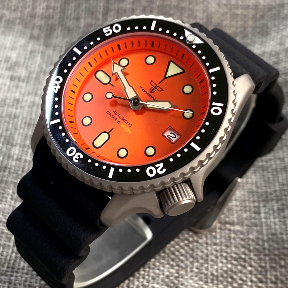 Tandorio 41mm Titanium NH35 Me - Rubber Strap Diver review and price