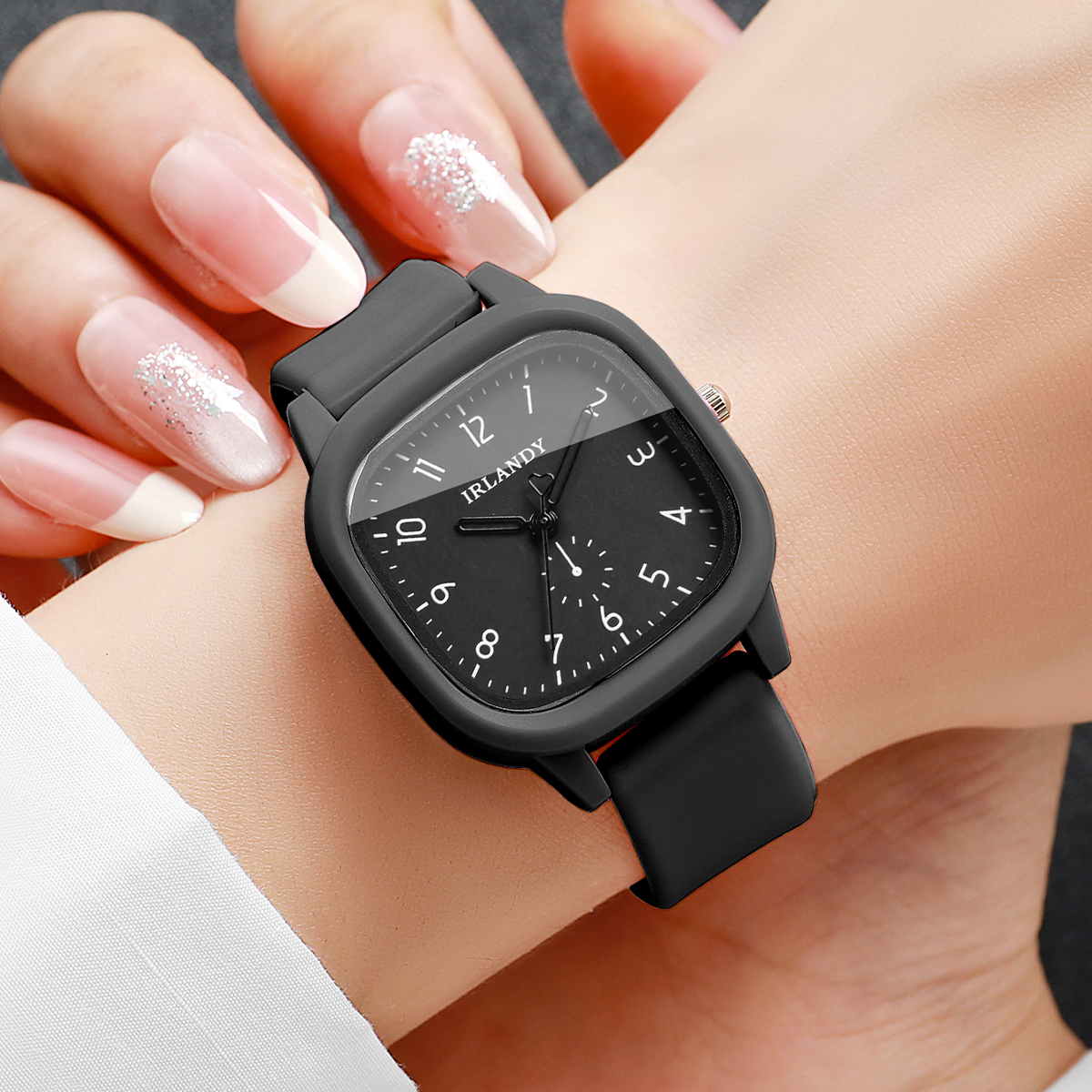 2PCS/Set Fashion Square Arabic - Silicone Band Women review and price