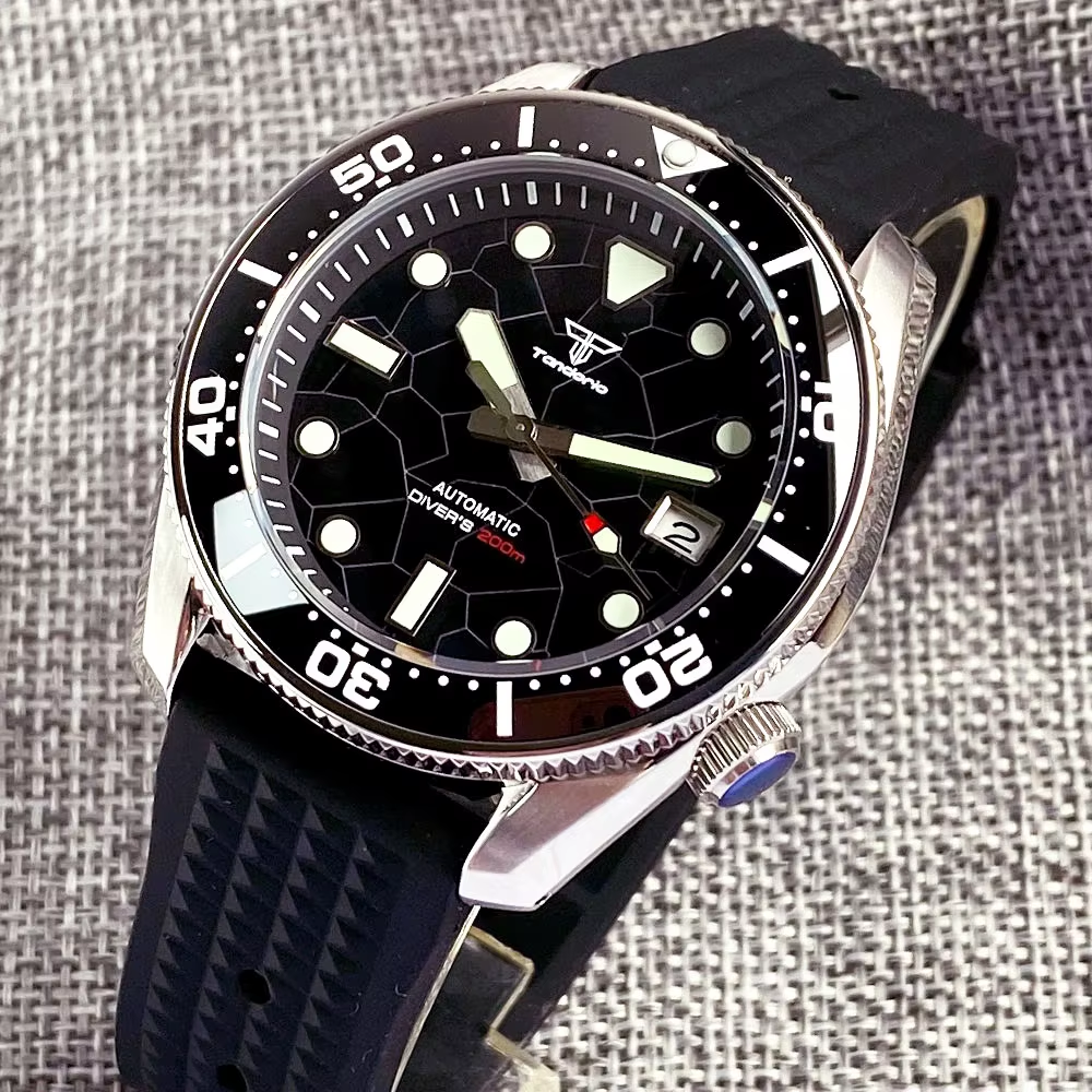 Tandorio 42.5mm Japan NH35A Au - Rubber Strap Diver review and price