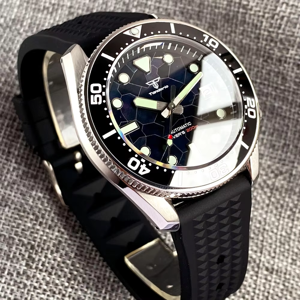 Tandorio 42.5mm Japan NH35A Au - Rubber Strap Diver review and price