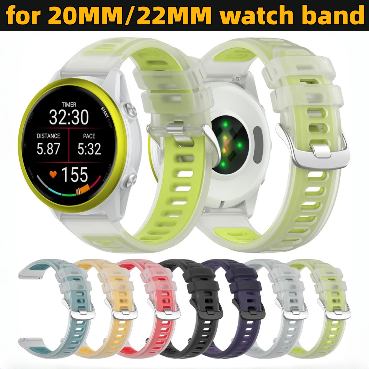 22mm 20mm Transparent Two-Tone - Silicone Watch Band 22Mm review and price