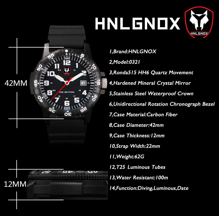 Hnlgnox Mens Pilot Watches Spo - Rubber Strap Diver review and price