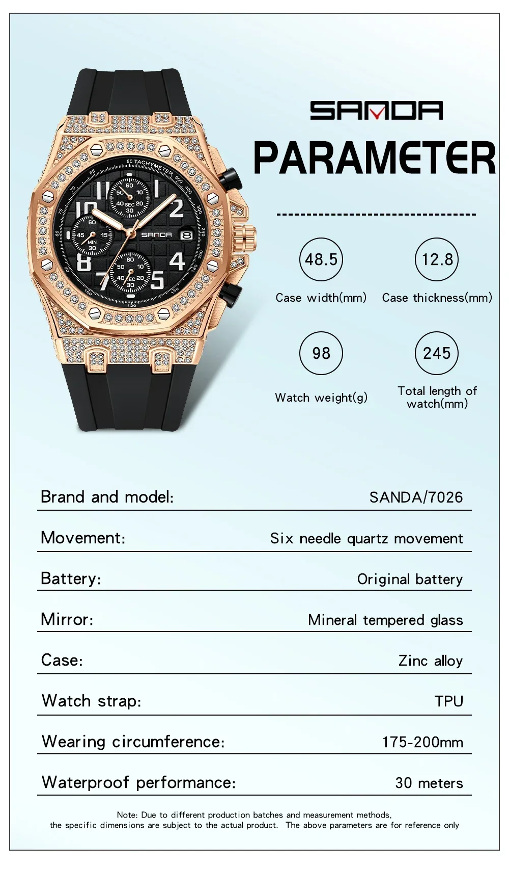SANDA 7026 Men's Quartz Watch  - Rubber Strap Diver review and price