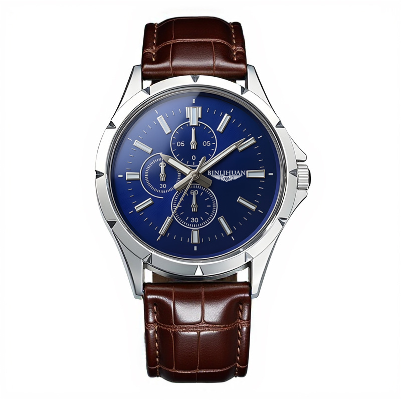 Men Chronograph Quartz Watch,  - Leather Watch Band Men review and price