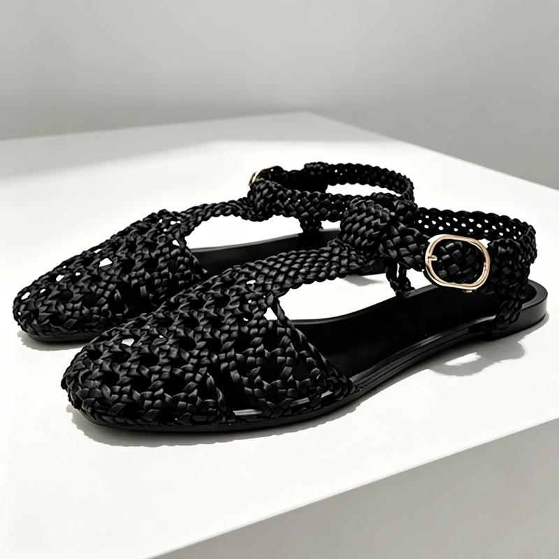 Golden Mesh Woven Flat Sandals - Mesh Strap Metal review and price