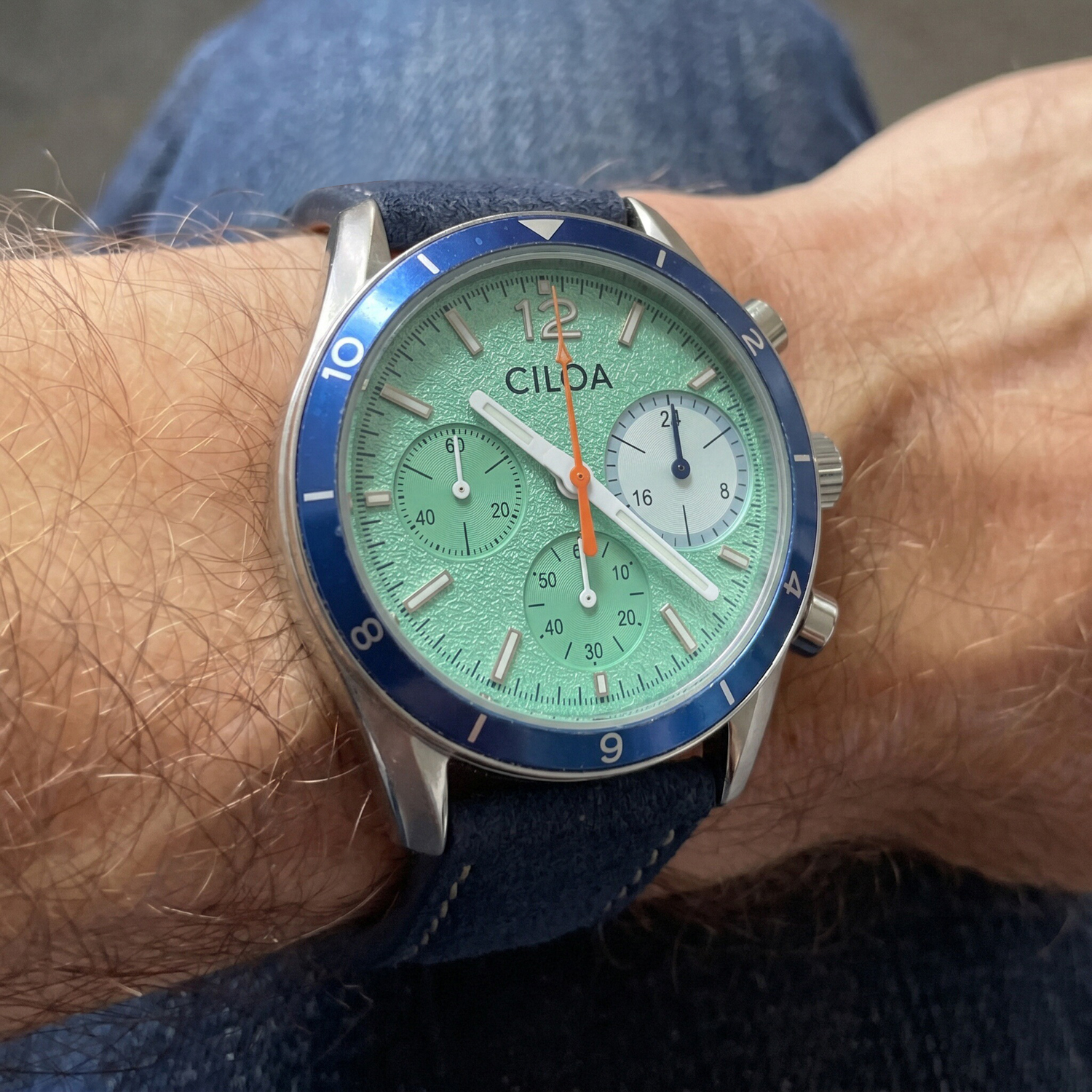 CILOA Men's Chronograph Watch  - Suede Strap Watch review and price