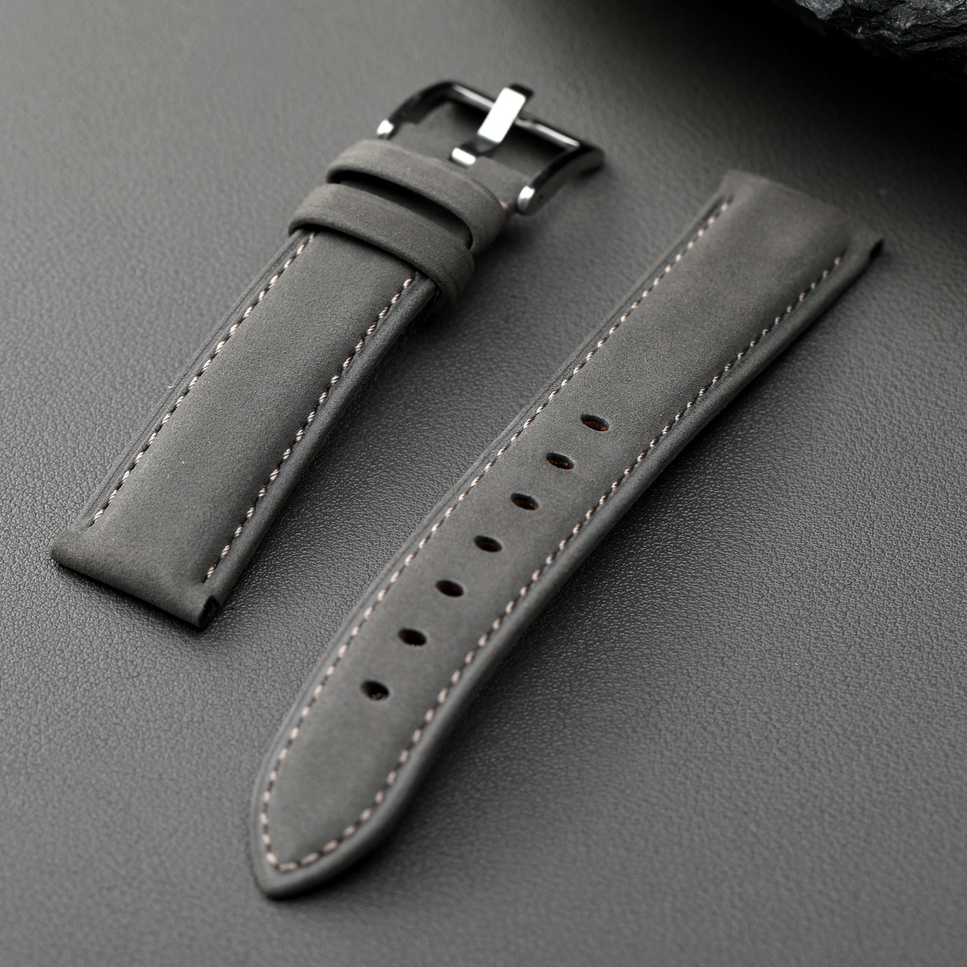 Handmade gray genuine leather  - Suede Strap Watch review and price
