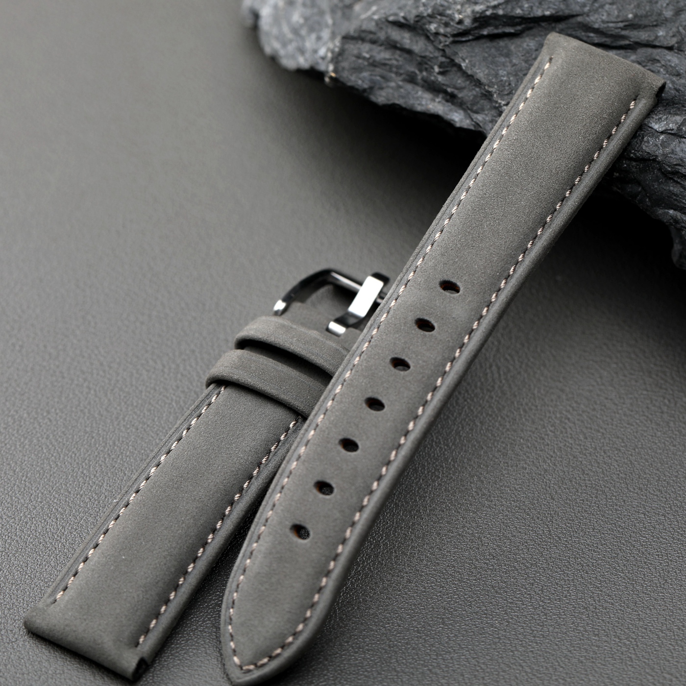 Handmade gray genuine leather  - Suede Strap Watch review and price
