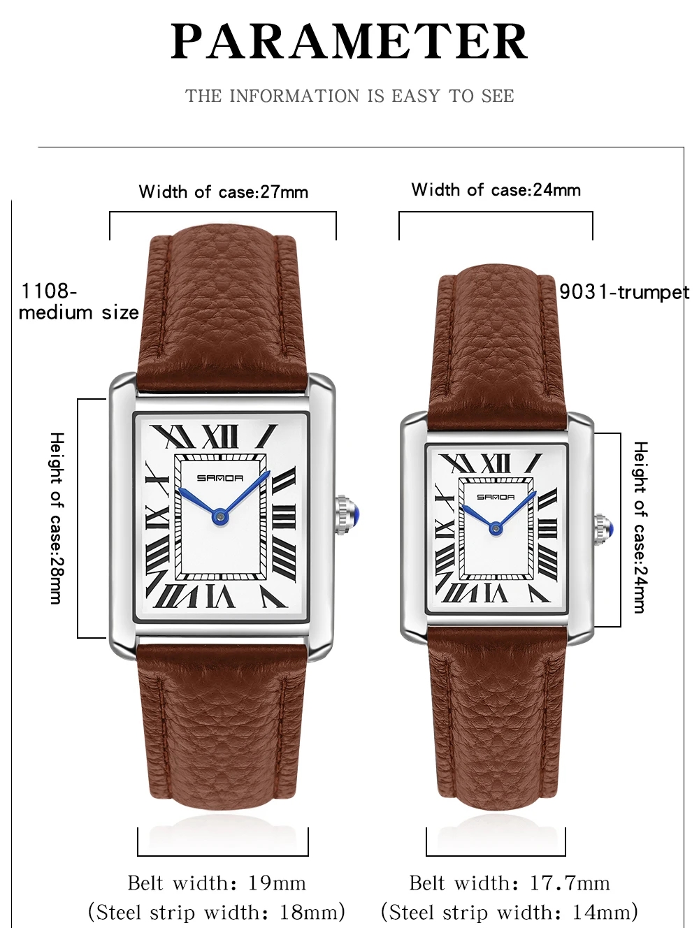 Sanda Rectangular Wrist Watche - Leather Watch Band Men review and price