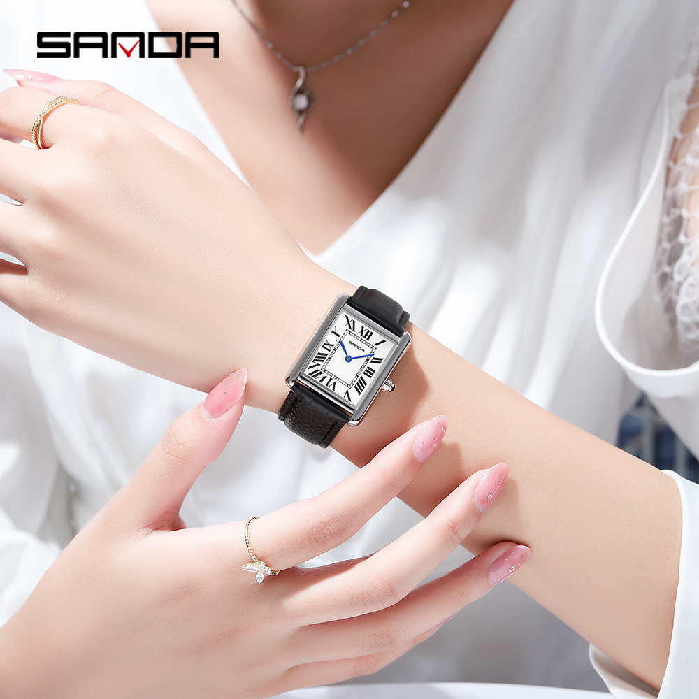 Sanda Rectangular Wrist Watche - Leather Watch Band Men review and price