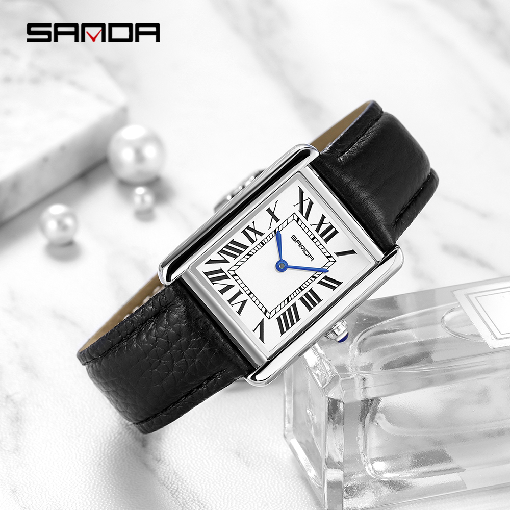 Sanda Rectangular Wrist Watche - Leather Watch Band Men review and price