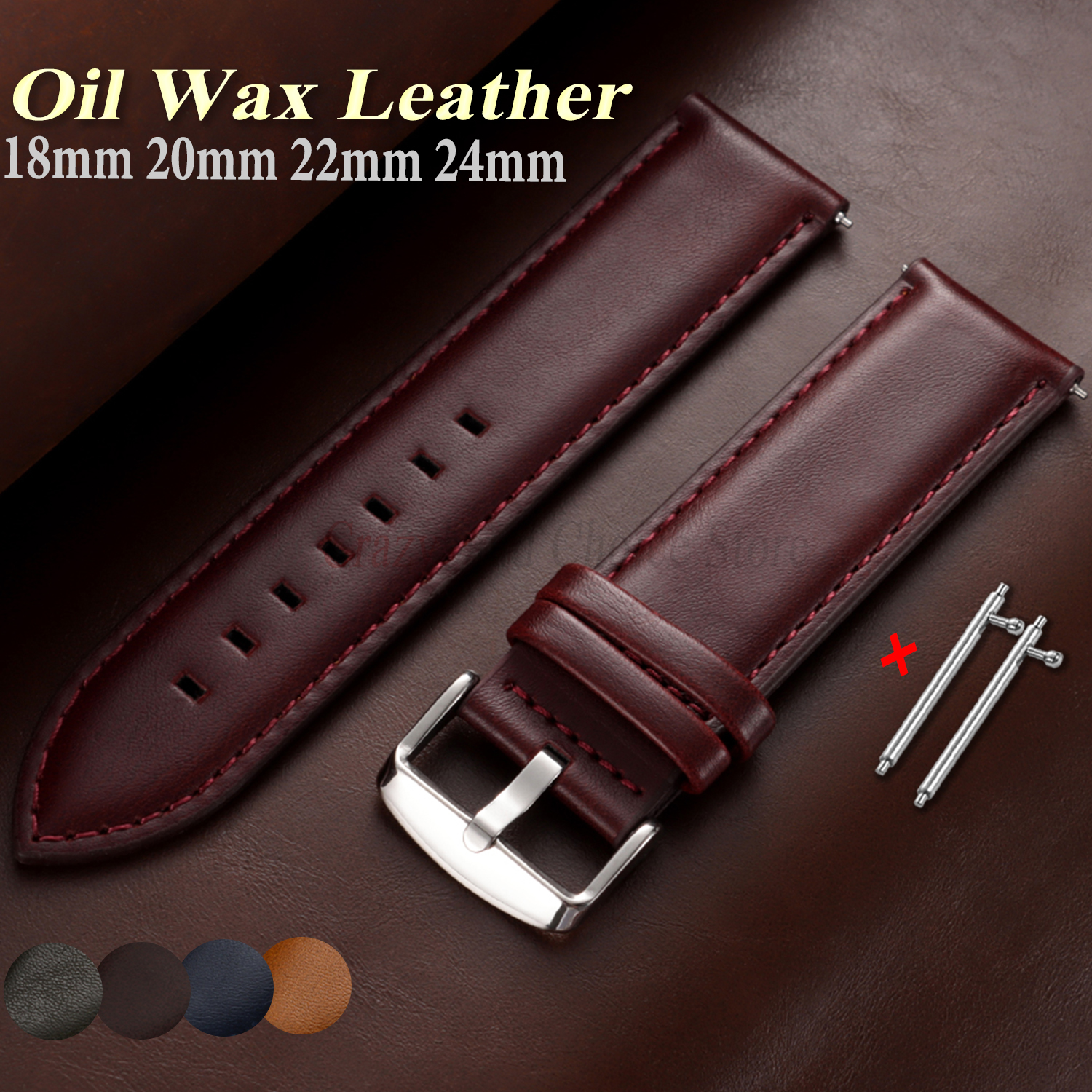 Oil Wax Cowhide Watch Band 18m - Leather Strap Quick Release review and price