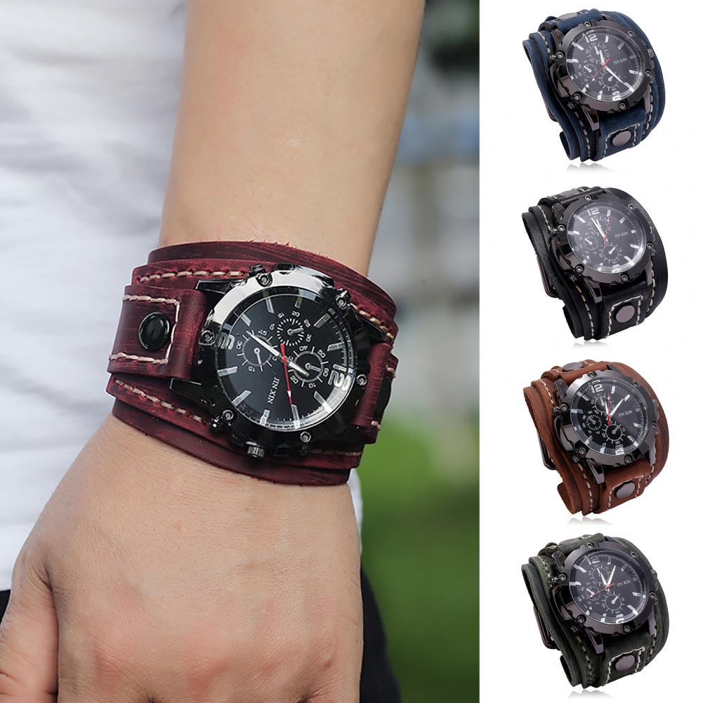 Retro Mens Quartz Watch Round  - Leather Watch Band Men review and price