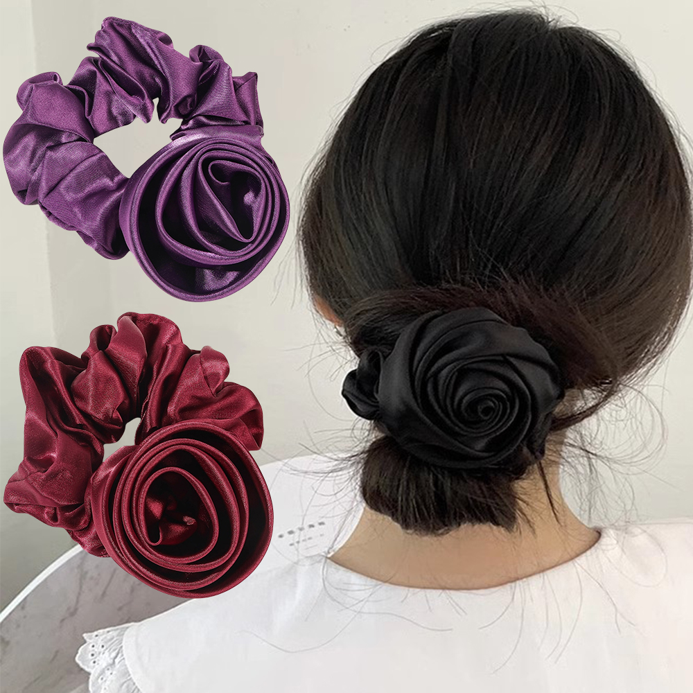 Korean Women Rose Elastic Hair - Silicone Band Women review and price