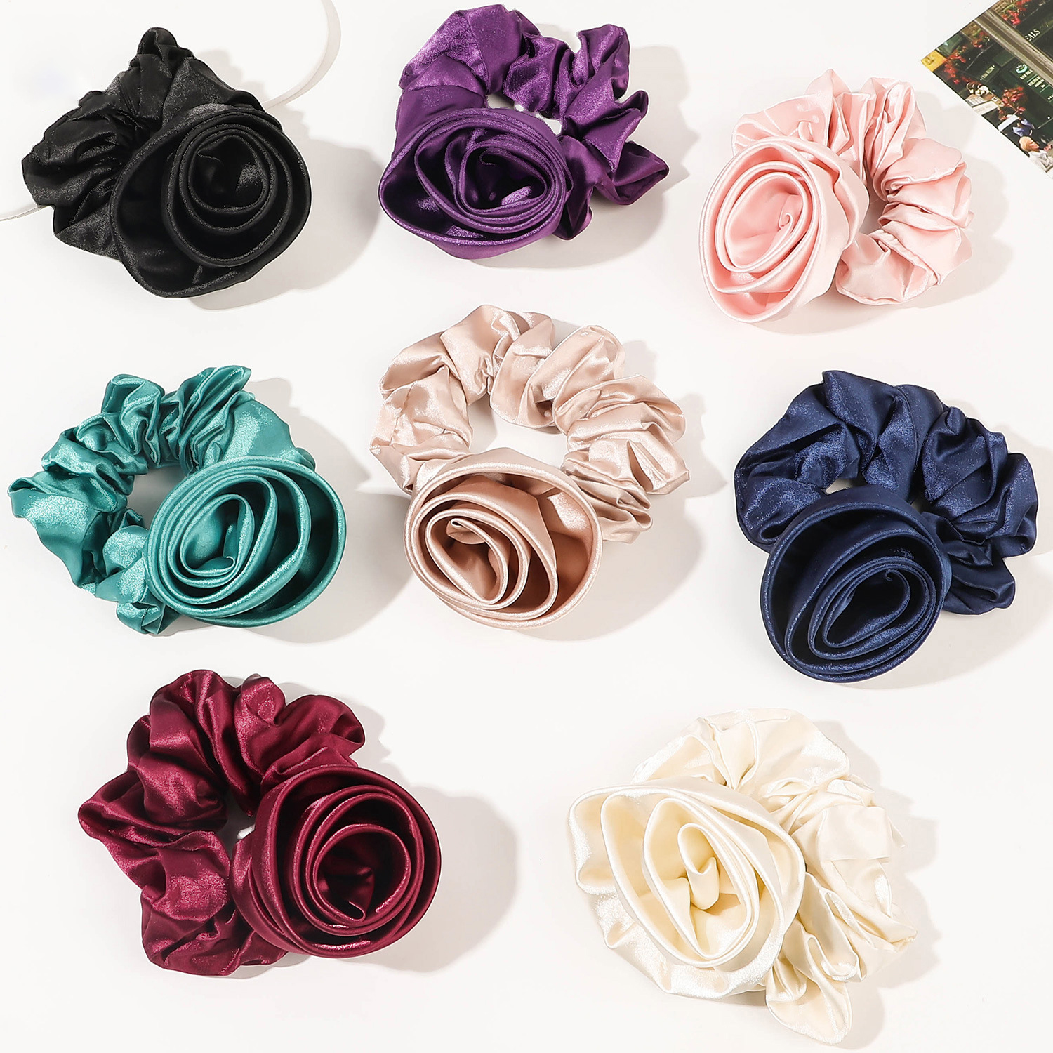 Korean Women Rose Elastic Hair - Silicone Band Women review and price