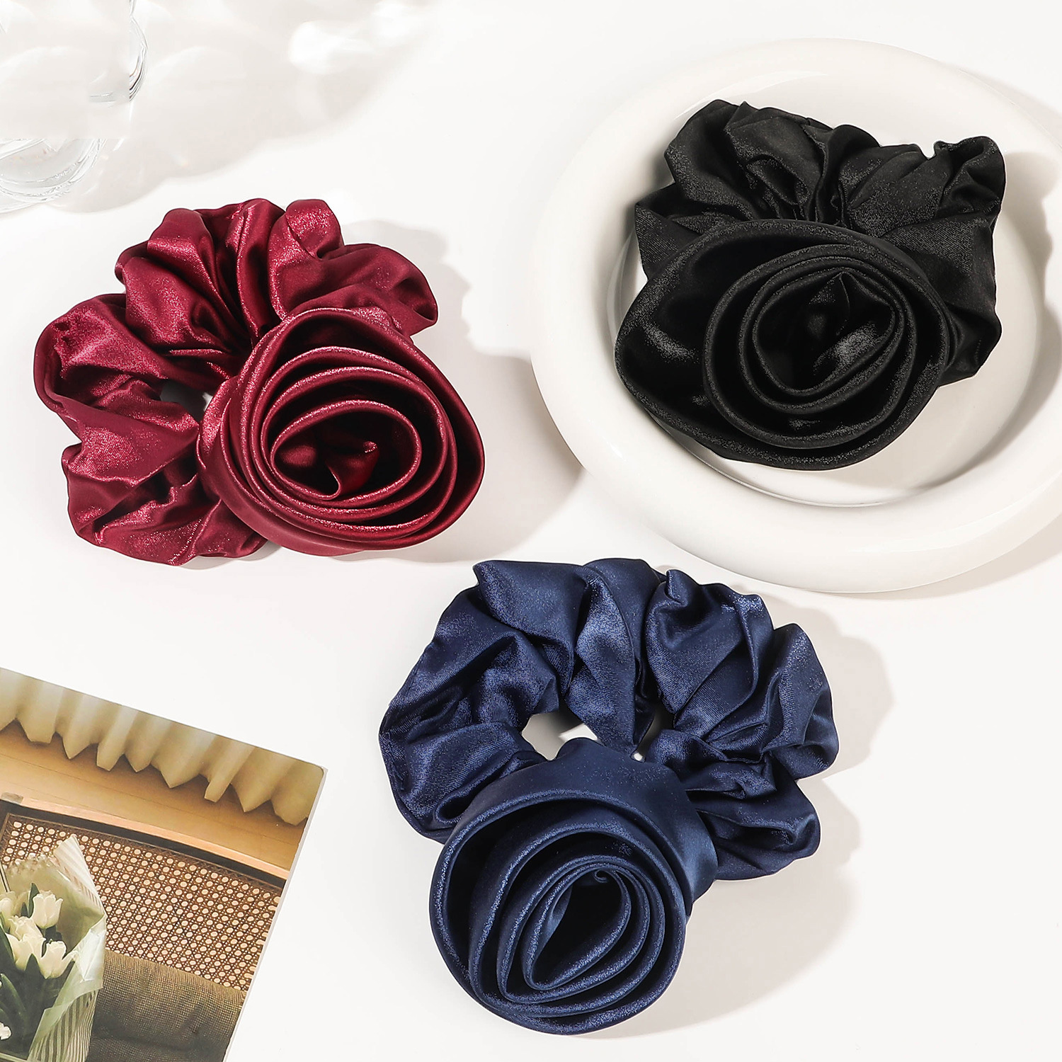 Korean Women Rose Elastic Hair - Silicone Band Women review and price