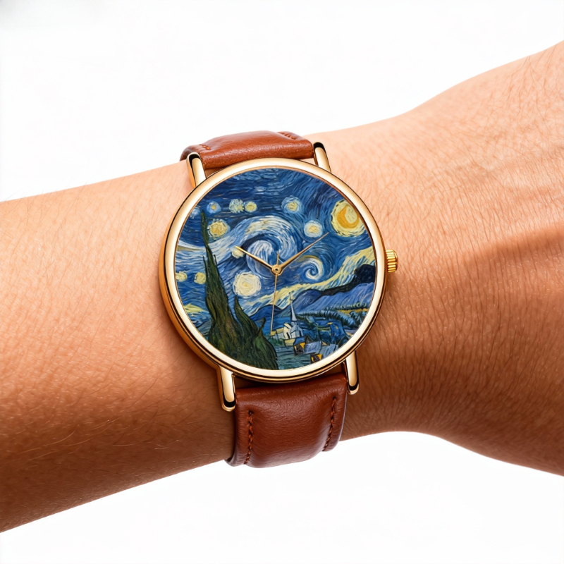 Van Gogh Painting Dial Watches - Leather Watch Band Men review and price