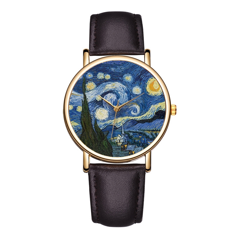 Van Gogh Painting Dial Watches - Leather Watch Band Men review and price