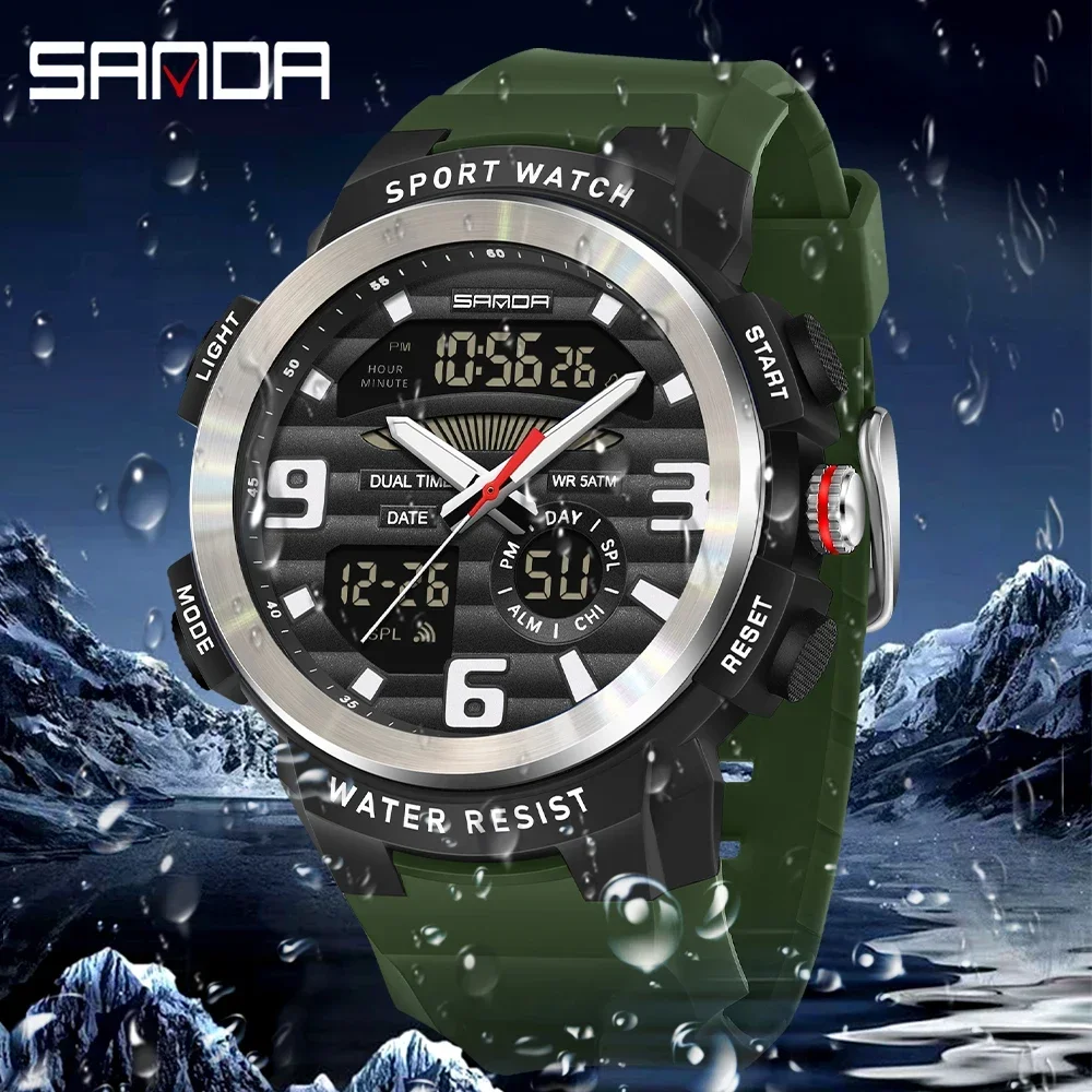 SANDA Multifunction Men Watch  - Rubber Strap Diver review and price