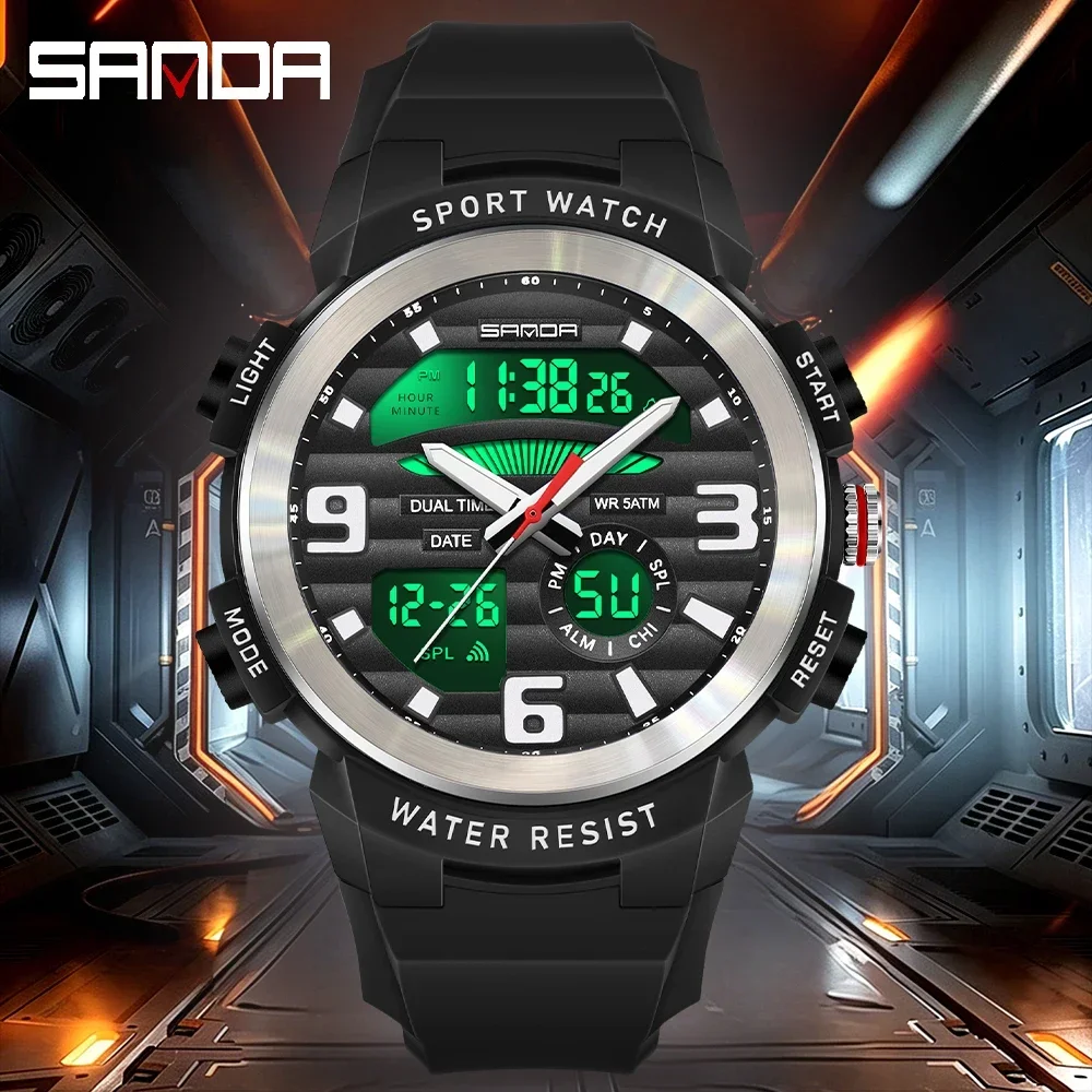 SANDA Multifunction Men Watch  - Rubber Strap Diver review and price
