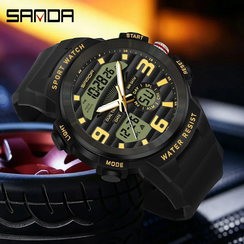 SANDA Multifunction Men Watch  - Rubber Strap Diver review and price