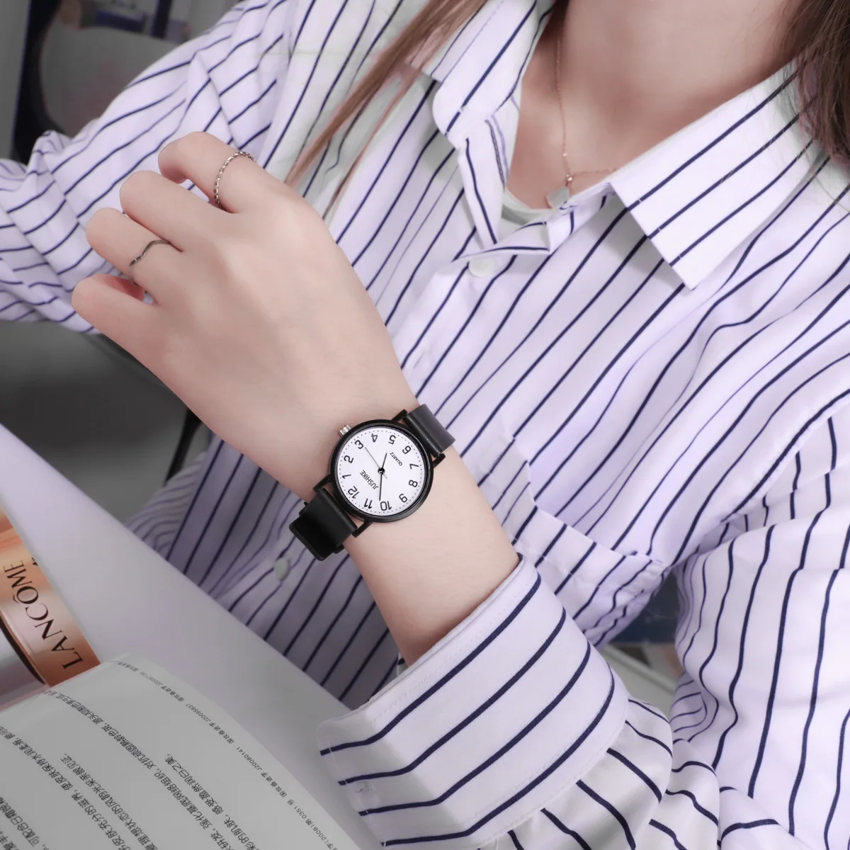 Simple Black Watch Quartz Watc - Silicone Band Women review and price