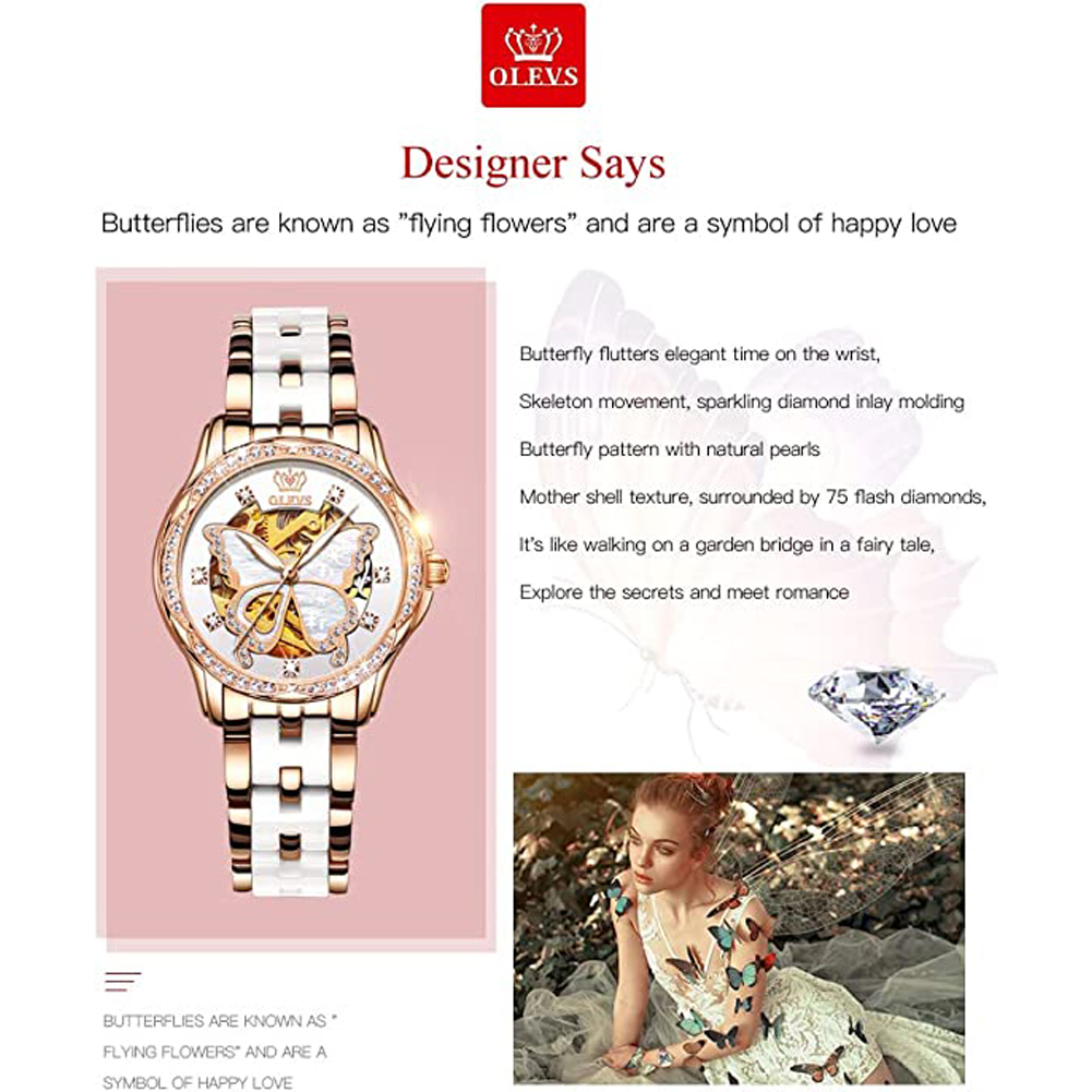 OLEVS Women's Automatic Watche - Butterfly Clasp Deployant review and price