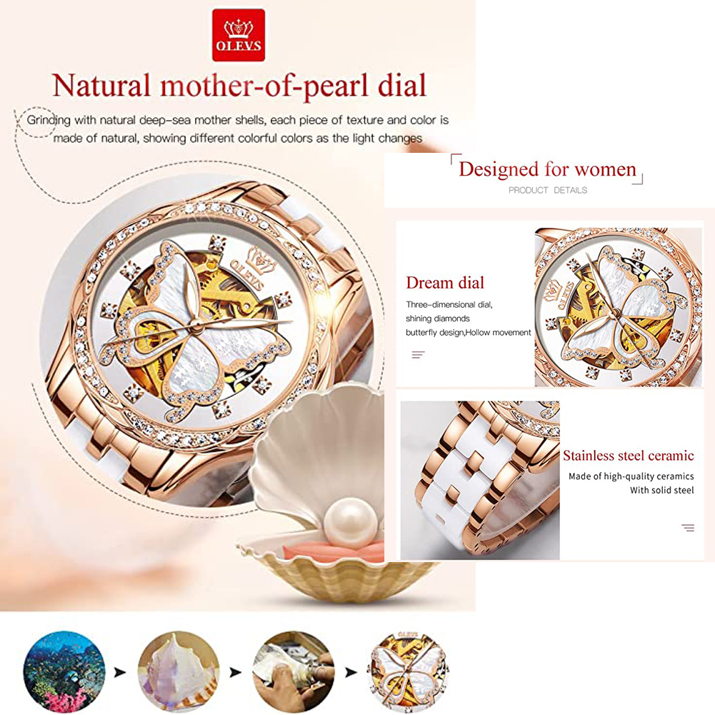 OLEVS Women's Automatic Watche - Butterfly Clasp Deployant review and price