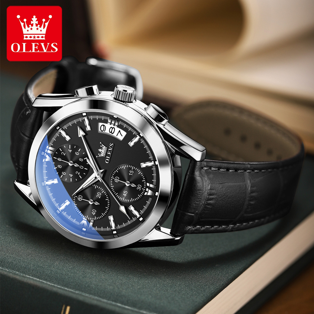 OLEVS Top Brand Luxury Men Wat - Leather Watch Band Men review and price